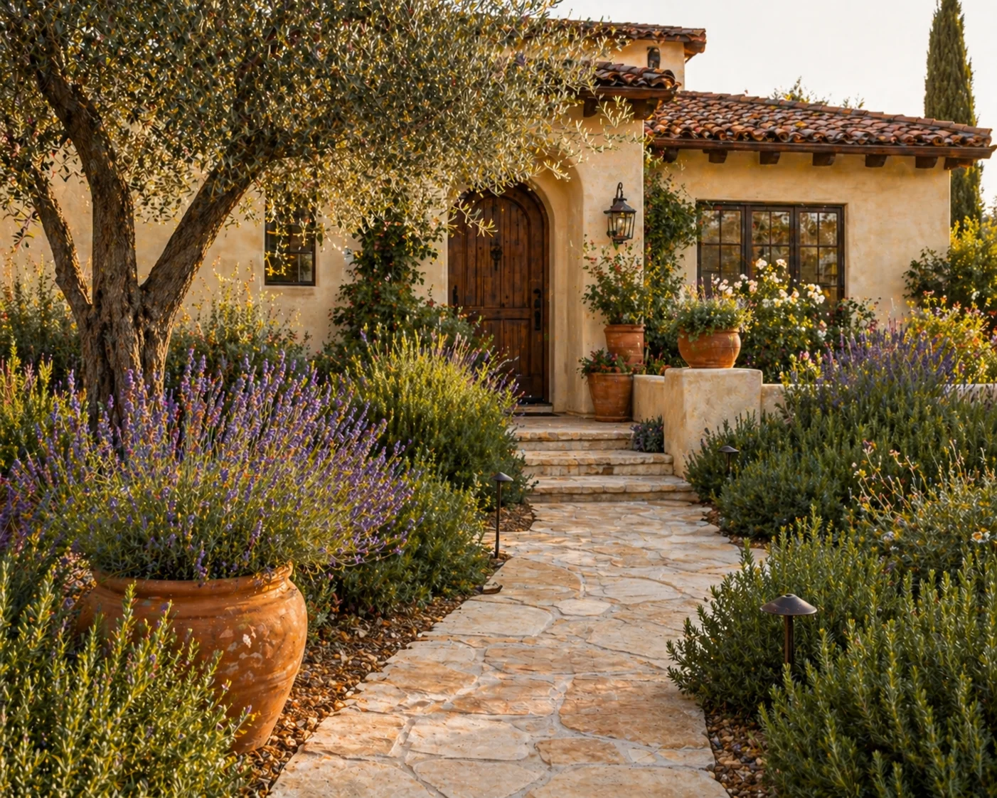Mediterranean / Spanish front yard landscaping