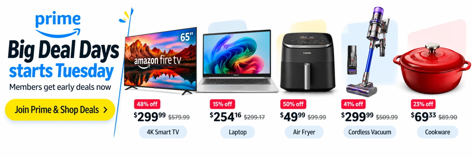 Prime Big Deal Days starts Tuesday: members get early deals now. Join Prime and shop deals on Amazon.